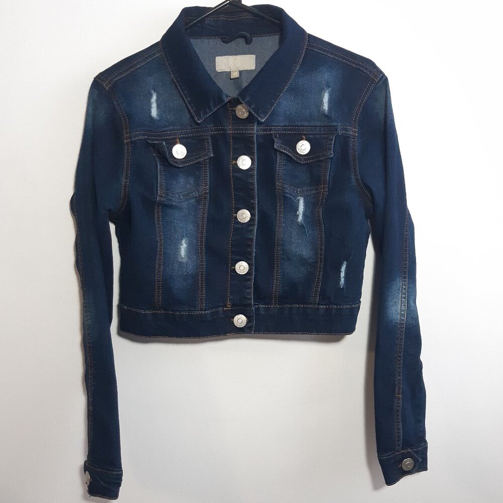 Be Jeans Women's Denim Jacket Dark Blue Medium Trendy Style Casual and Chic